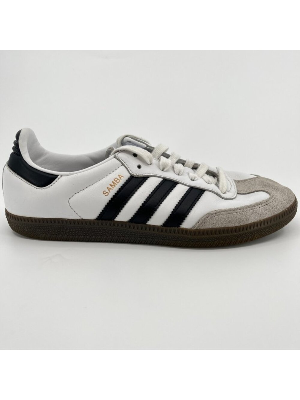Adidas Samba OG Mens Size 6.5 White Black Gum Athletic Leather Shoes Sneakers
